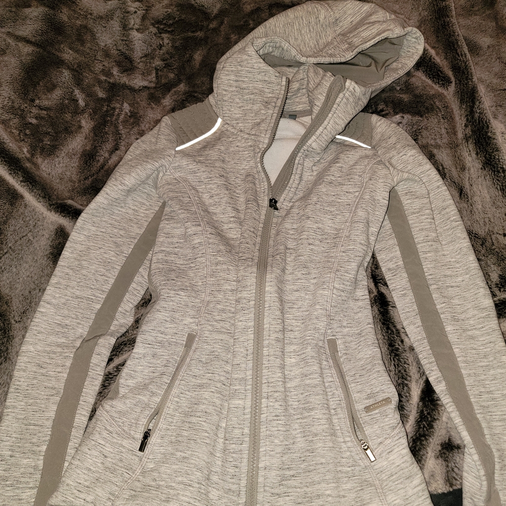 Athleta Heather Gray Full-Zip Hooded Sweatshirt